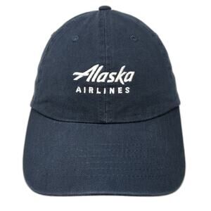 Alaska Airlines Slideback Baseball Cap Blue One Size Embroidered 6 Panel Big X